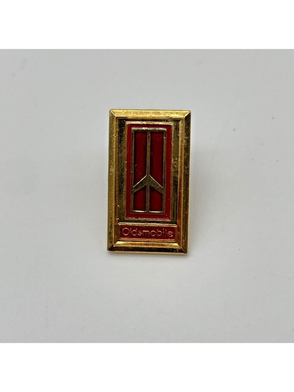Vintage Oldsmobile Logo Lapel Pin or Tie Tack Rectangle Red Collectible